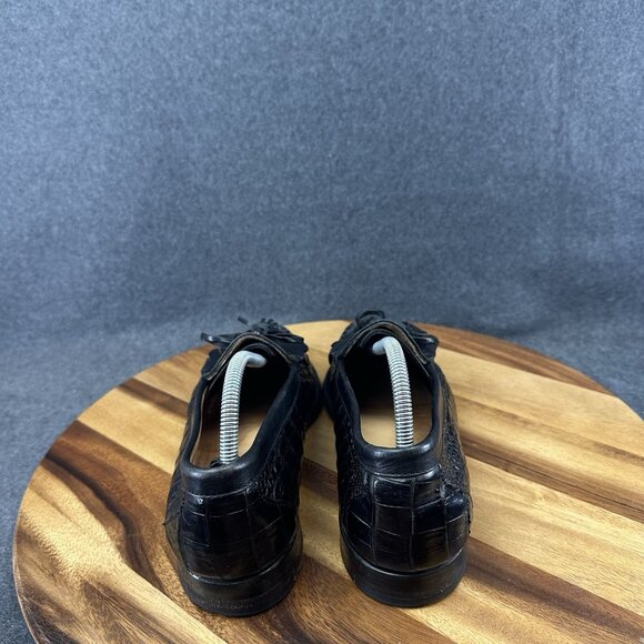 David Eden Mens Tassel Loafer Shoes Size 9.5 Black Full Genuine Alligator - Picture 6 of 12